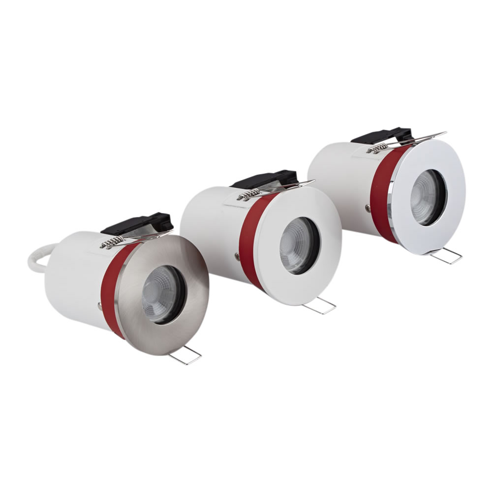 Biard Kit con 3 Faretti LED da Incasso GU10 IP65 Protezione Ignifuga con Porta Faretto Disponibili in 3 Colori