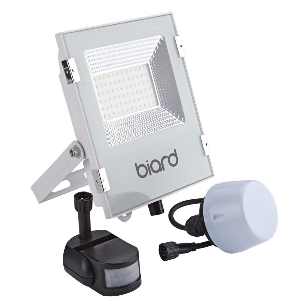 Biard Faro Proiettore Piatto Bianco 30W con Sensore PIR o Sensore Crepuscolare