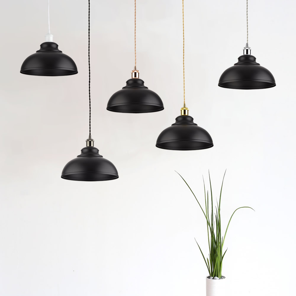 Lampada a Sospensione in Stile Retro Ferro con Finitura Nera - Dalston
