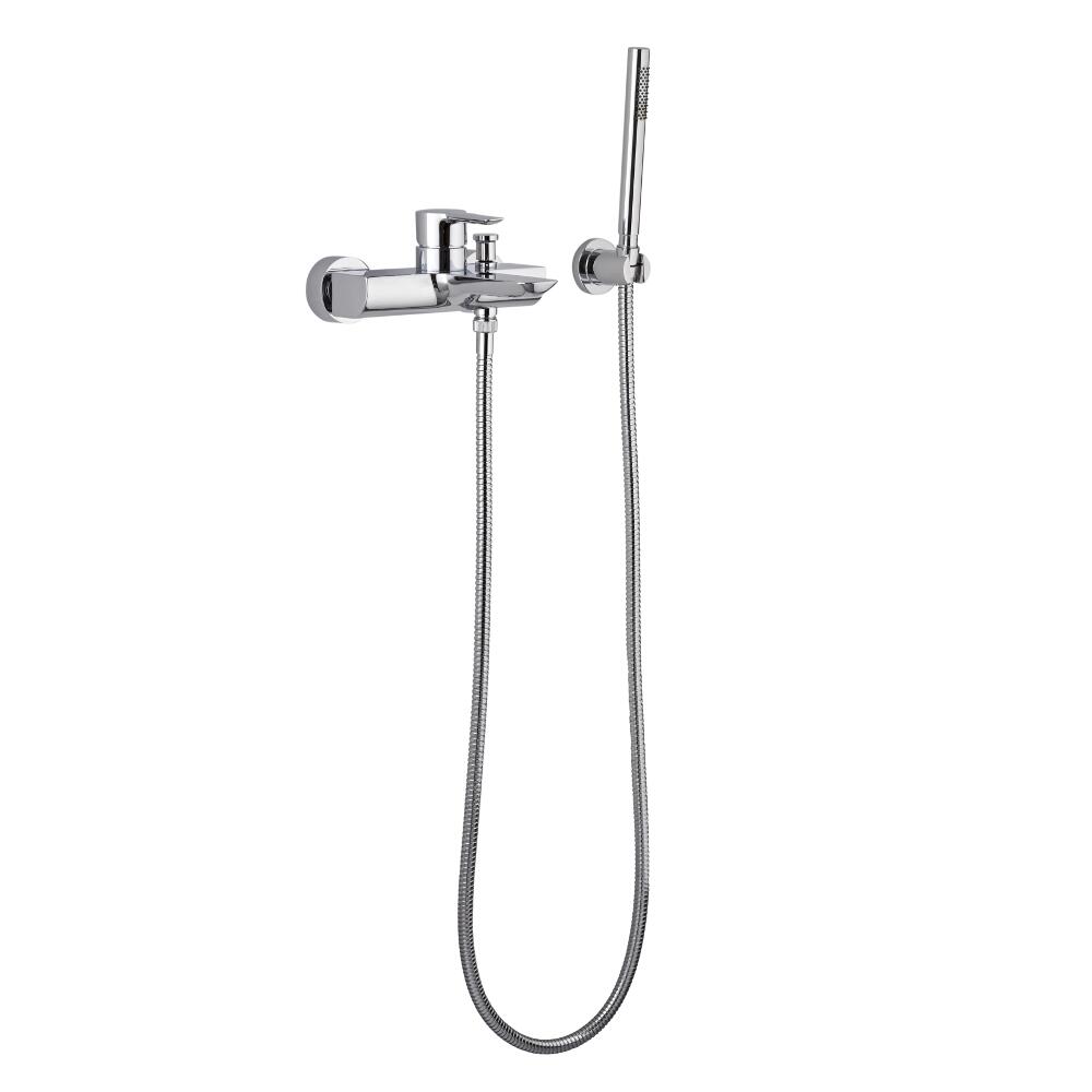 Rubinetto Miscelatore Vasca e Doccia Murale Moderno Murale Acciaio Inox Cromato, Doccetta con Supporto e Flessibile 175cm - Claydon