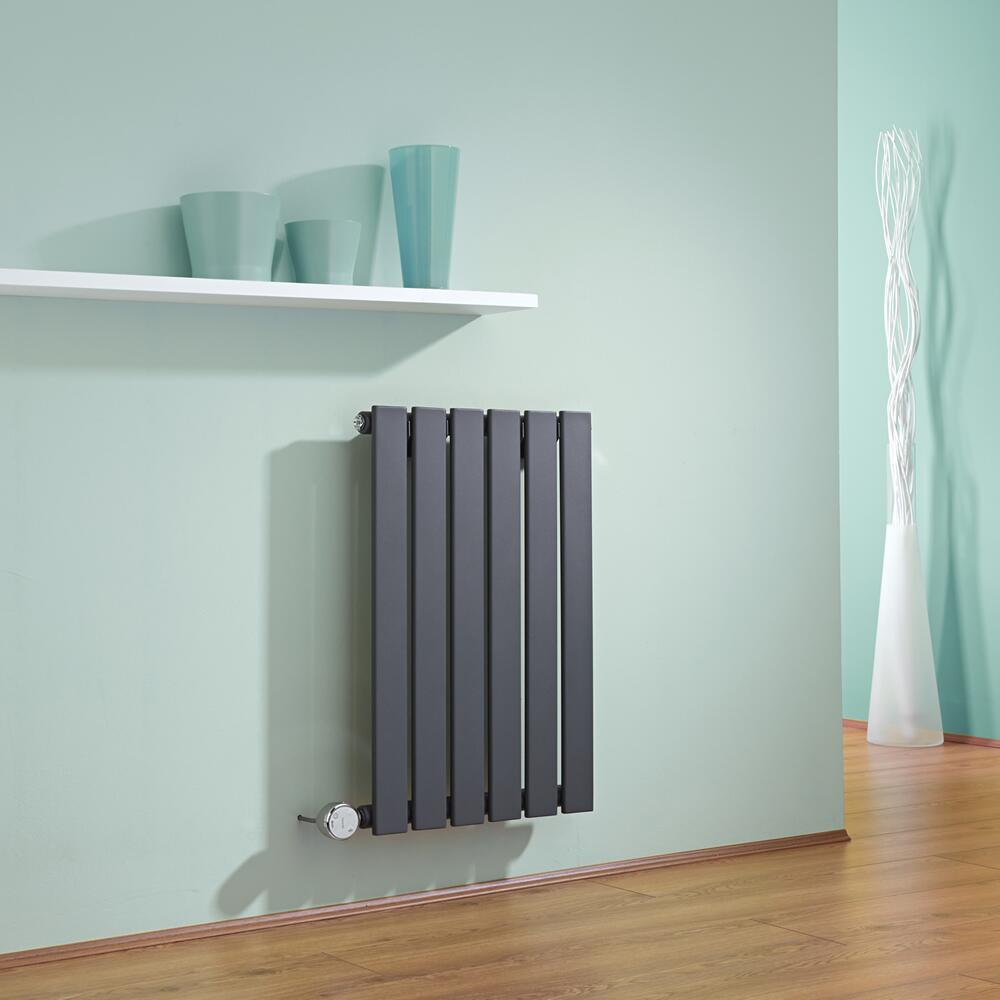 Radiatore di Design Elettrico Orizzontale - Antracite - 635mm x 420mm x 46mm - Elemento Termostatico 400W - Delta