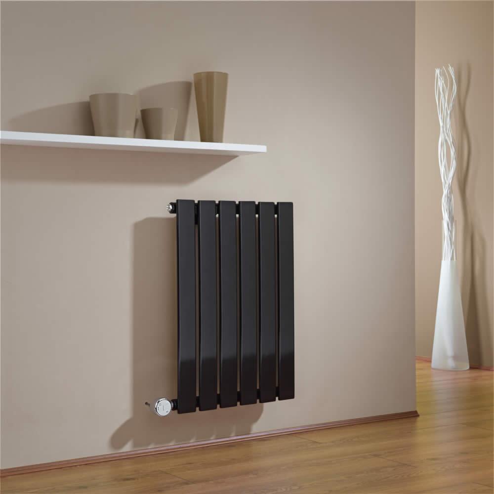 Radiatore di Design Elettrico Orizzontale - Nero - 635mm x 420mm x 46mm - Elemento Termostatico 400W - Delta