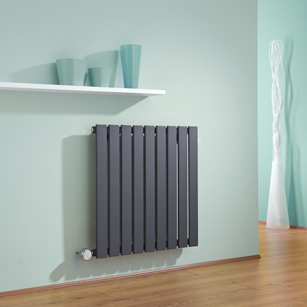 Radiatore di Design Elettrico Orizzontale - Antracite - 635mm x 630mm x 46mm - Elemento Termostatico 600W - Delta