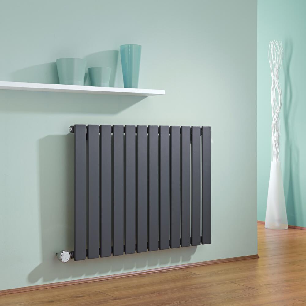 Radiatore di Design Elettrico Orizzontale - Antracite - 635mm x 840mm x 46mm - Elemento Termostatico 600W - Delta