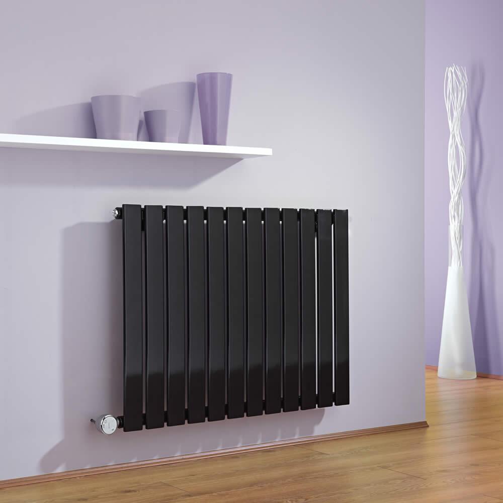 Radiatore di Design Elettrico Orizzontale - Nero - 635mm x 840mm x 46mm - Elemento Termostatico 600W - Delta