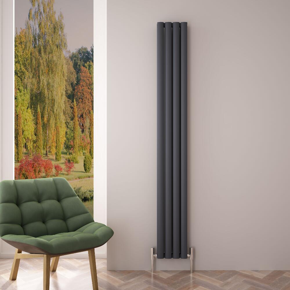 Radiatore di Design Verticale Doppio - Antracite - 1800mm x 230mm x 76mm - 1002 Watt - Revive Air