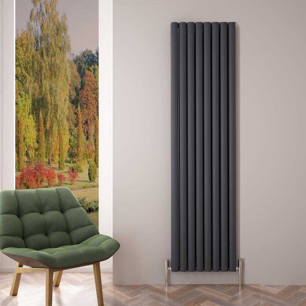 Radiatore di Design Verticale Doppio - Antracite - 1800mm x 470mm x 76mm - 2004 Watt - Revive Air
