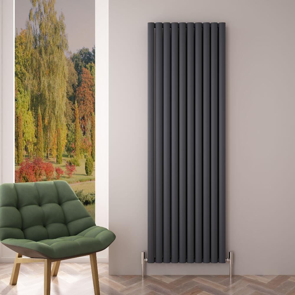 Radiatore di Design Verticale Doppio - Antracite - 1800mm x 590mm x 76mm - 2506 Watt - Revive Air