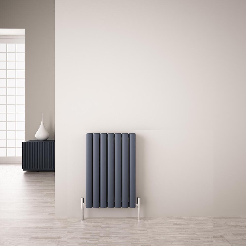 Radiatore di Design Orizzontale Doppio - Antracite - 600mm x 410mm x 76mm - 804 Watt - Revive Air