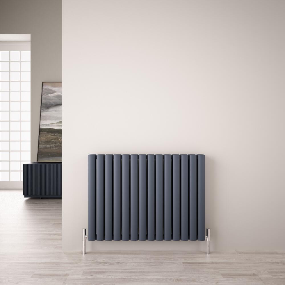 Radiatore di Design Orizzontale Doppio - Antracite - 600mm x 830mm x 76mm - 1609 Watt - Revive Air