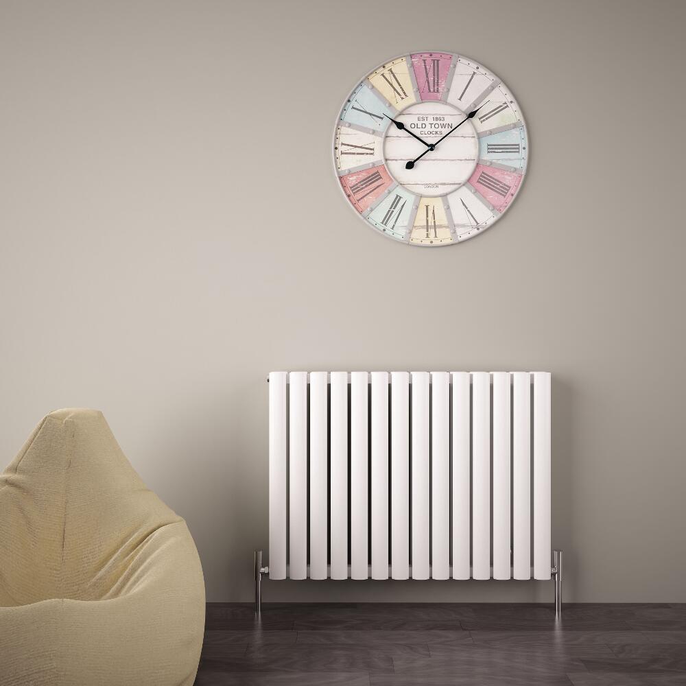 Radiatore di Design Orizzontale Doppio - Bianco - 600mm x 830mm x 76mm - 1609 Watt - Revive Air