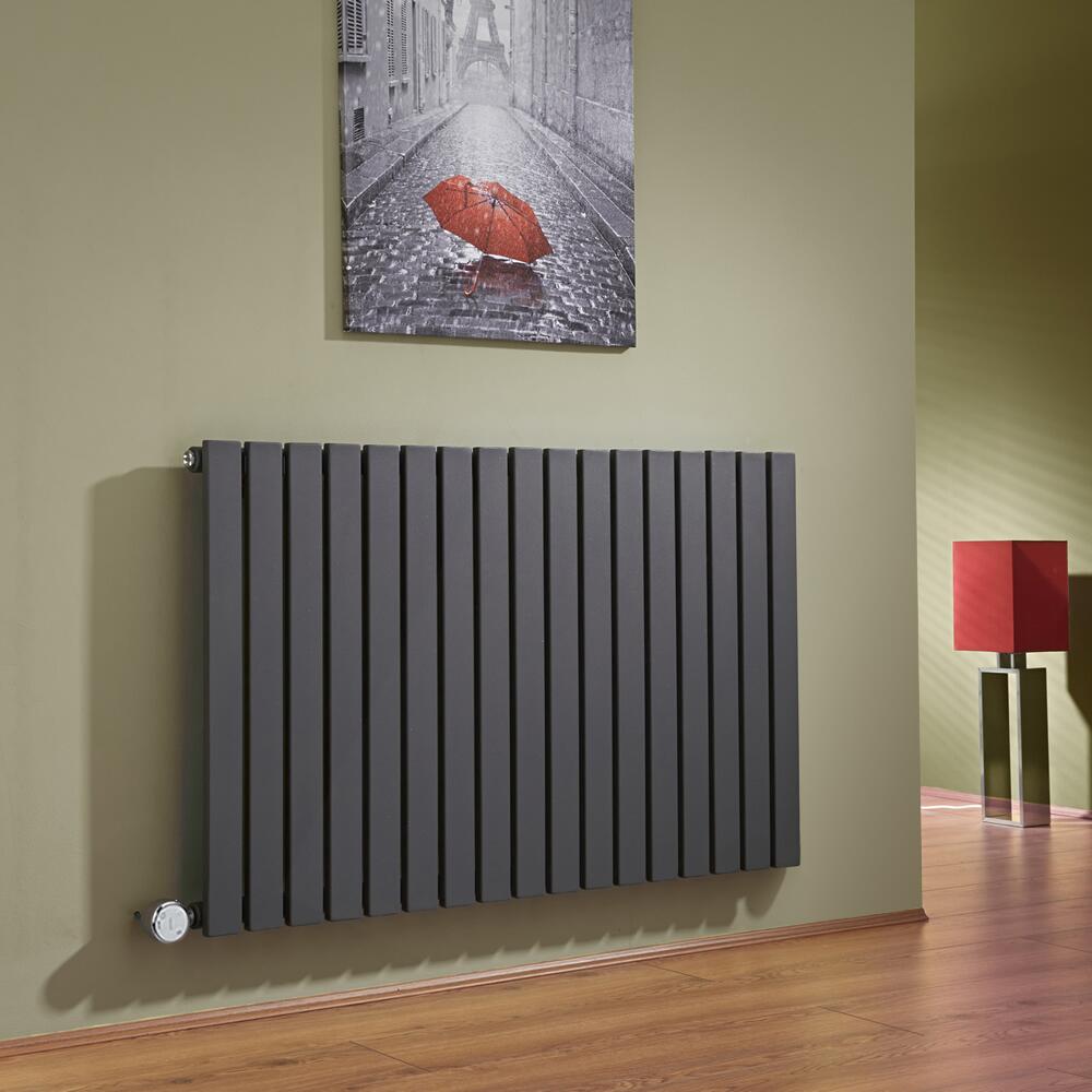 Radiatore di Design Elettrico Orizzontale - Antracite - 635mm x 1000mm x 54mm - 1 Elemento Termostatico 1200W - Sloane
