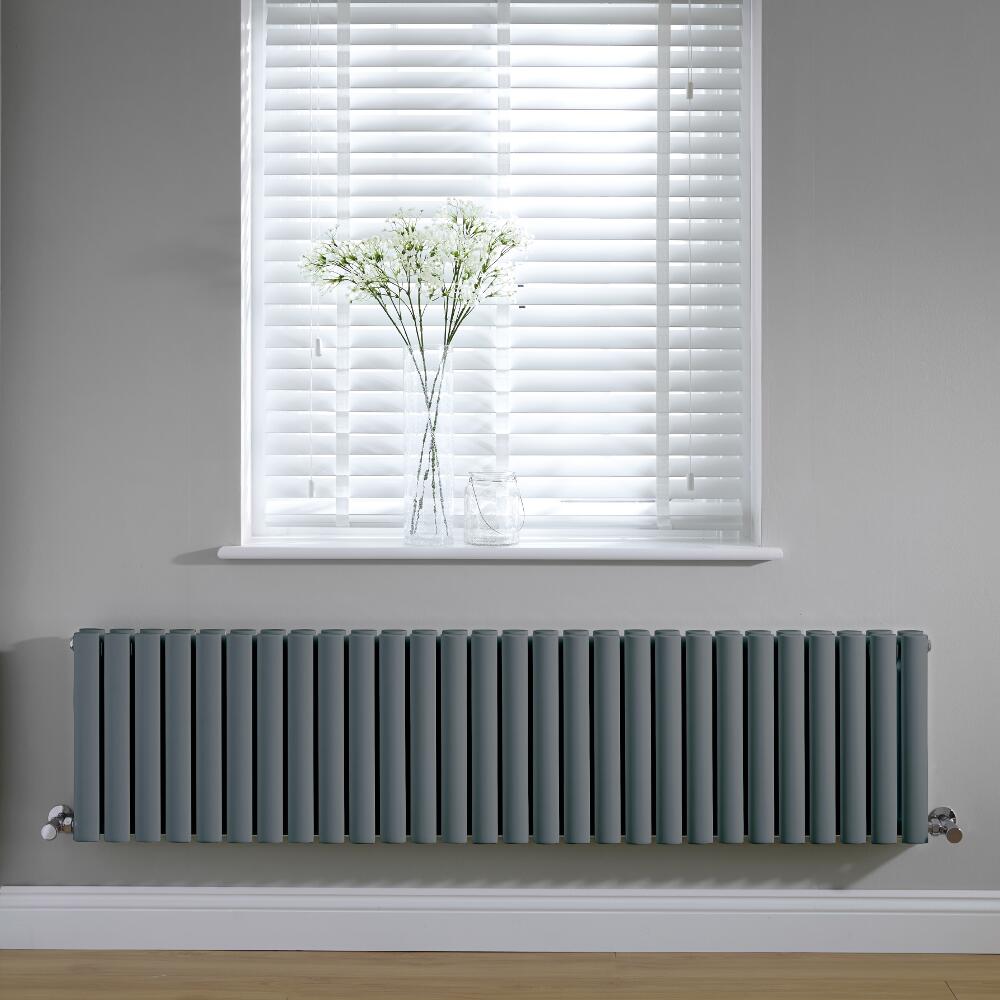 Radiatore di Design Orizzontale Doppio - Antracita - 400mm x 1647mm x 78mm - 1733 Watt – Revive