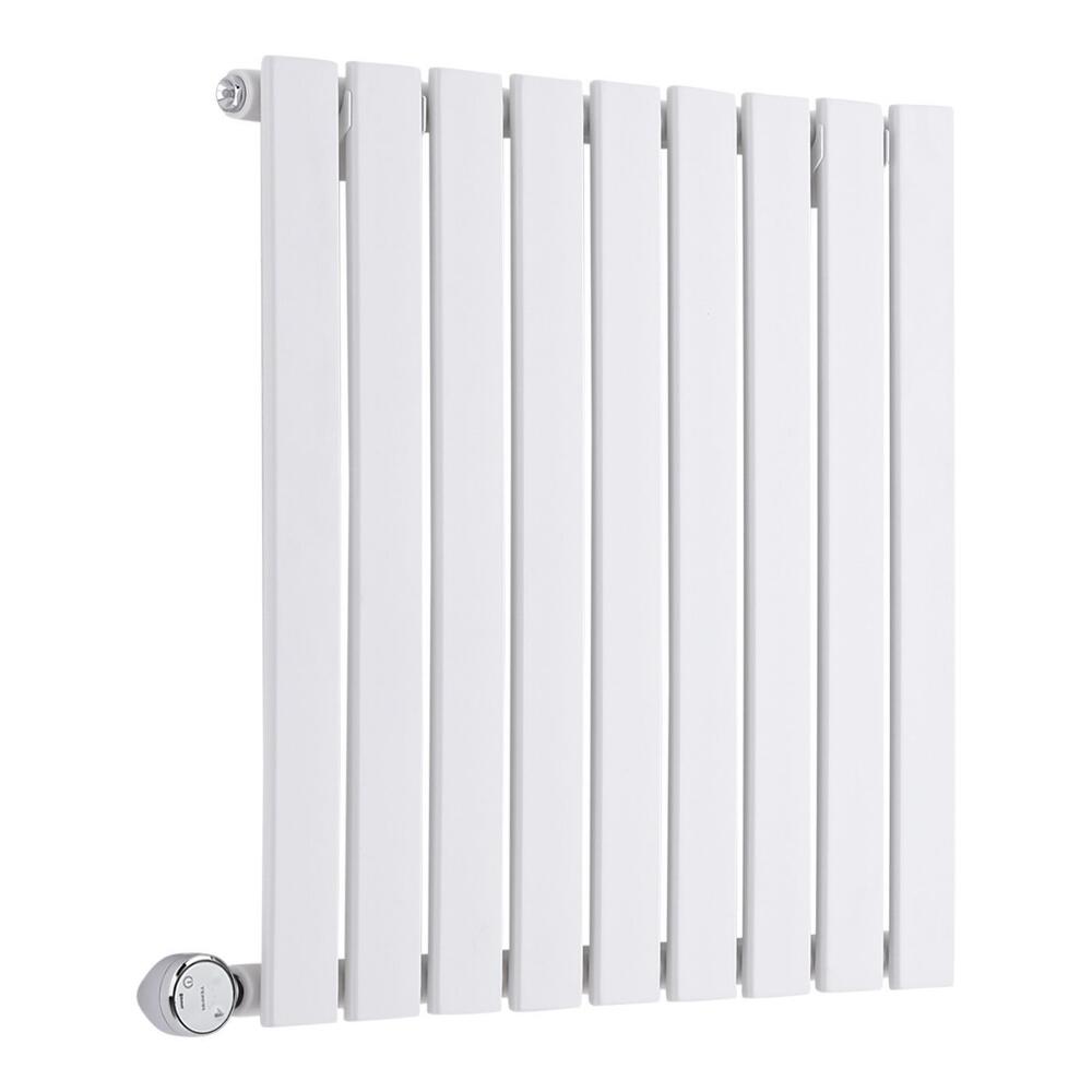 Radiatore di Design Elettrico Orizzontale - Bianco - 635mm x 600mm x 54mm - Elemento Termostatico 600W - Sloane