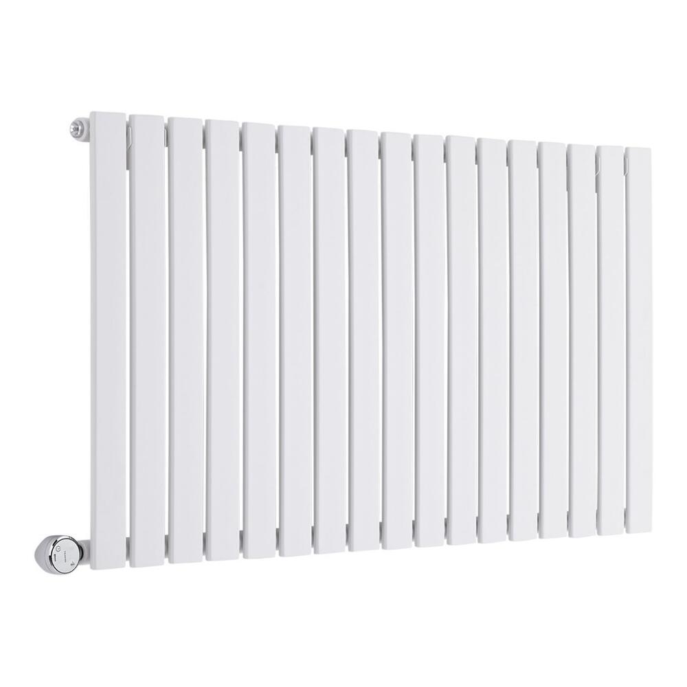 Radiatore di Design Elettrico Orizzontale - Bianco - 635mm x 1190mm x 46mm - Elemento Termostatico 1000W - Delta