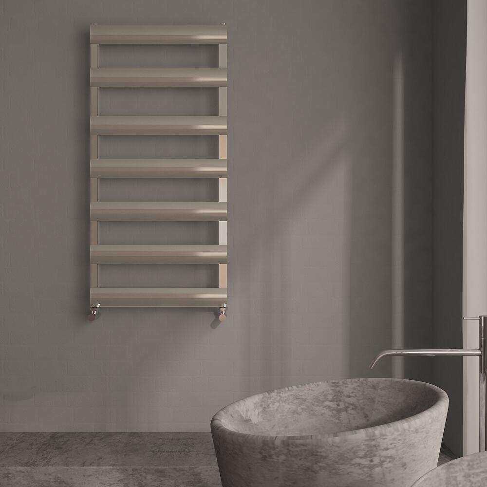Radiatore Scaldasalviette Piatto - Alluminio - Cromatura Spazzolata - 1190mm x 500mm x 36mm - 531 Watt - Gradus