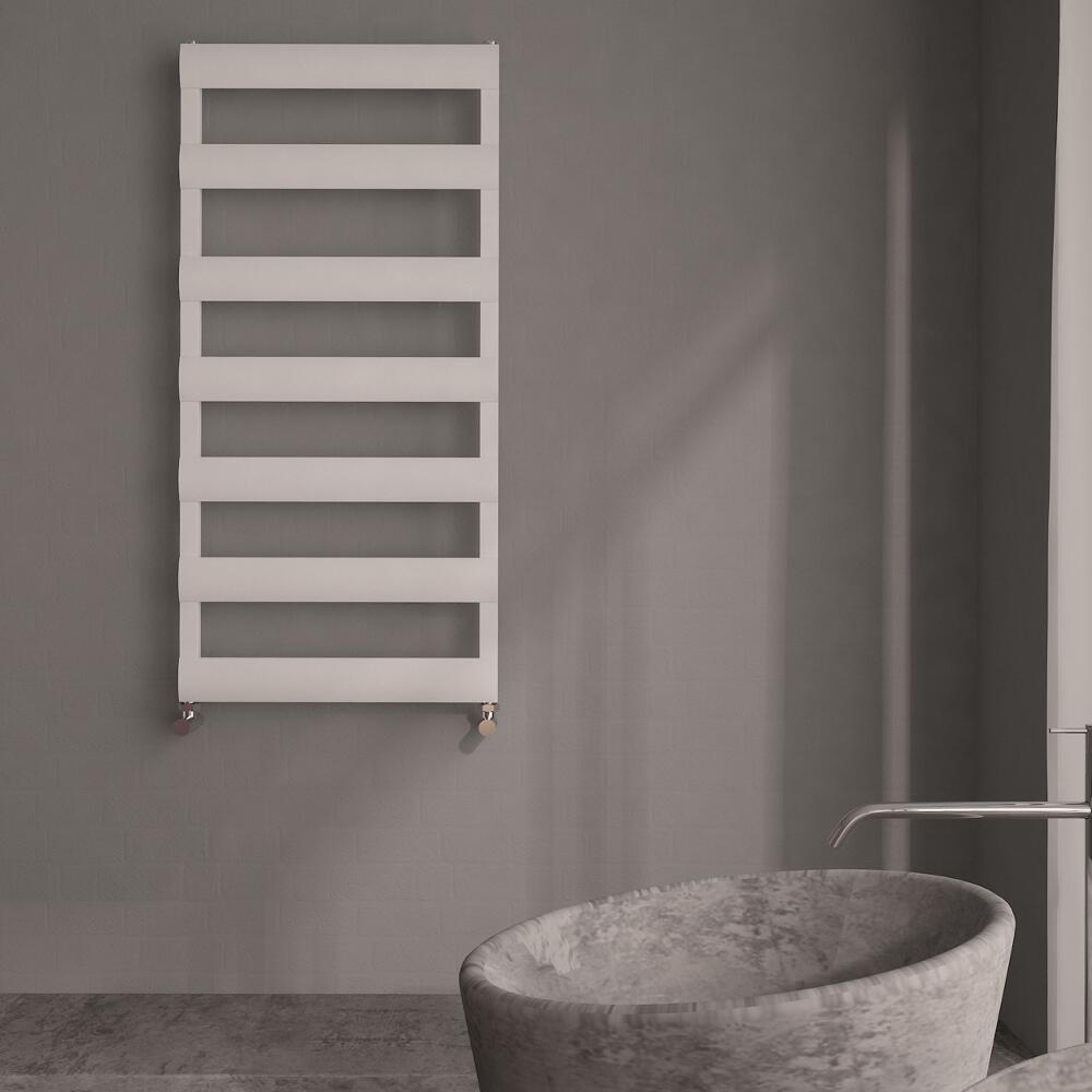 Radiatore Scaldasalviette Piatto - Alluminio - Bianco - 1190mm x 500mm x 36mm - 531 Watt - Gradus