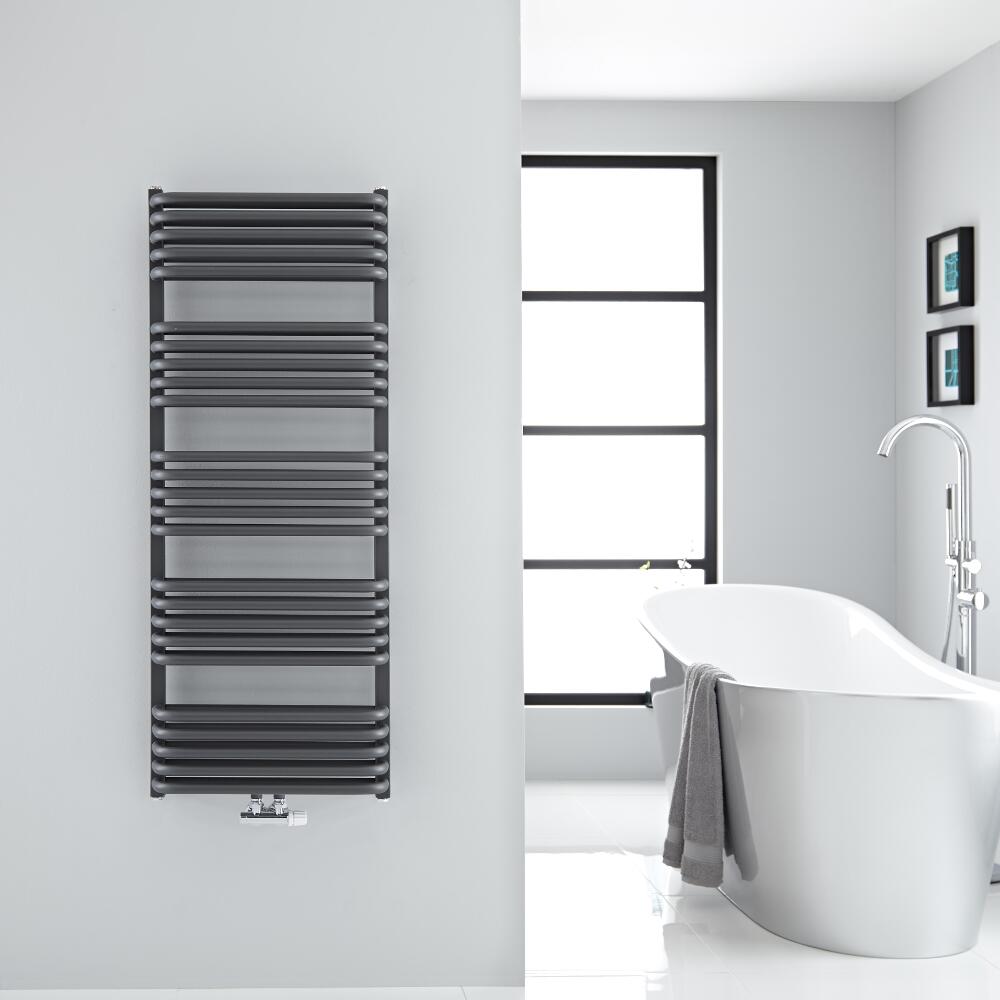 Scaldasalviette con Attacco Centrale - Curvo - Antracite - 1269mm x 500mm - 1123 Watt - Arch