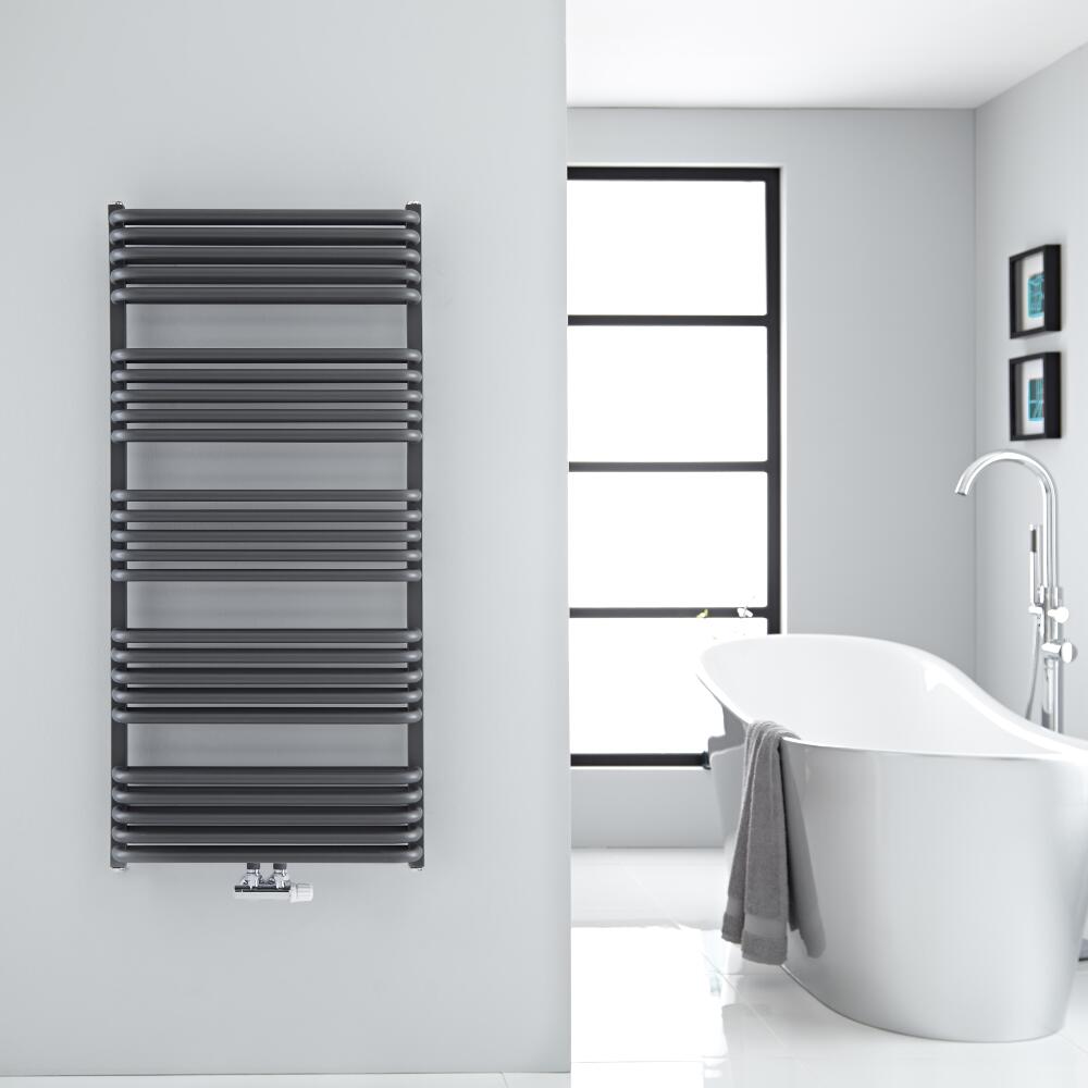 Scaldasalviette con Attacco Centrale - Curvo - Antracite - 1269mm x 600mm - 1338 Watt - Arch