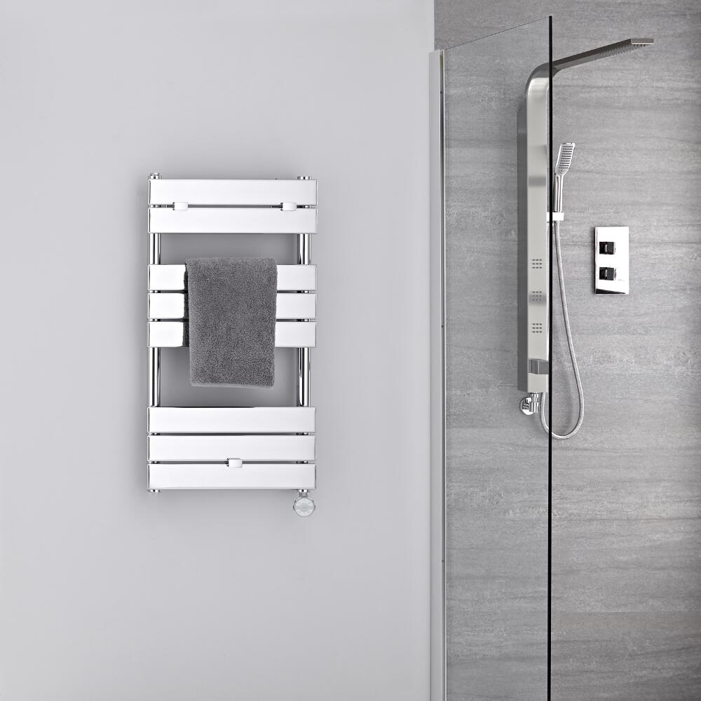Radiatore Scaldasalviette Elettrico - Piatto - Cromato - 840mm x 450mm - Lustro