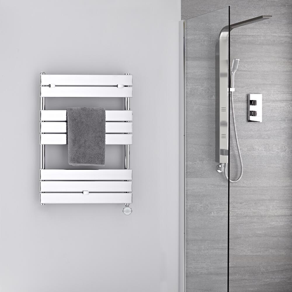 Radiatore Scaldasalviette Elettrico - Piatto - Cromato - 840mm x 600mm - Lustro