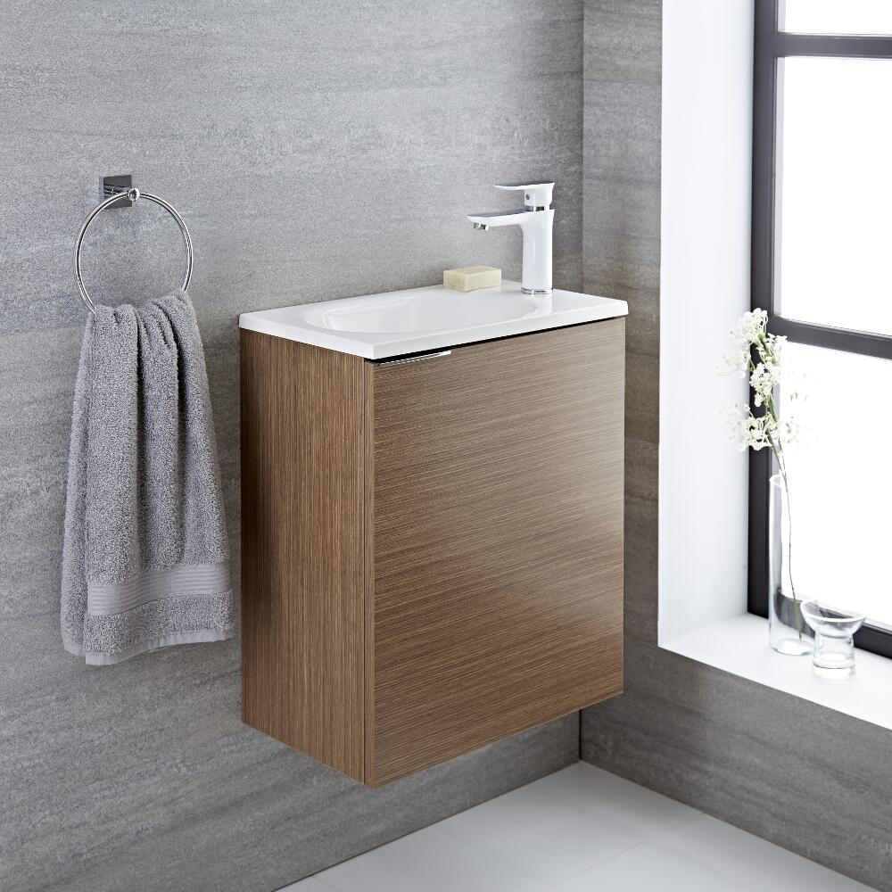Mobile Bagno Colore Rovere 500x300x600mm con Lavabo Integrato - Randwick