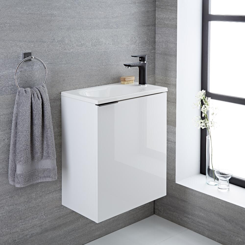 Mobile Bagno Colore Bianco Laccato 500x300x600mm con Lavabo Integrato - Randwick
