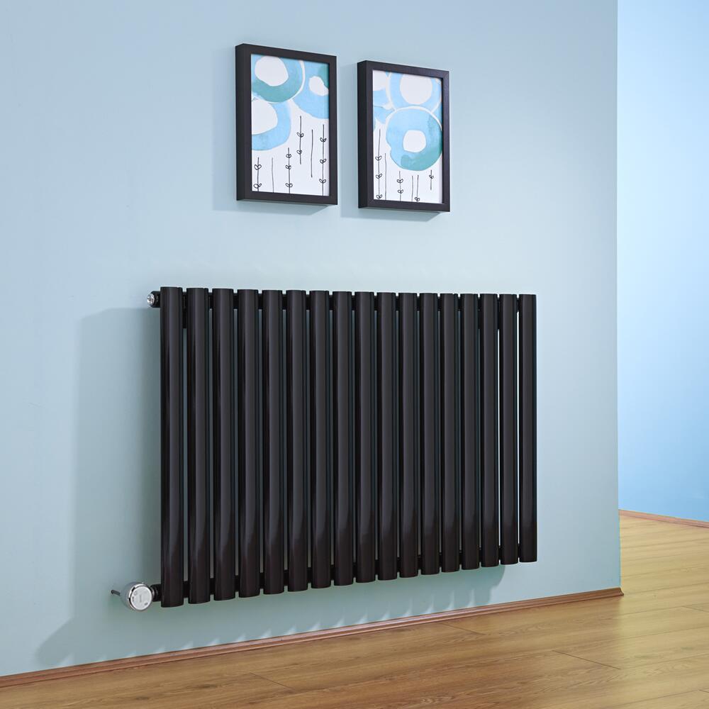 Radiatore di Design Elettrico Orizzontale - Nero - 635mm x 1000mm x 55mm - Elemento Termostatico 1000W - Revive