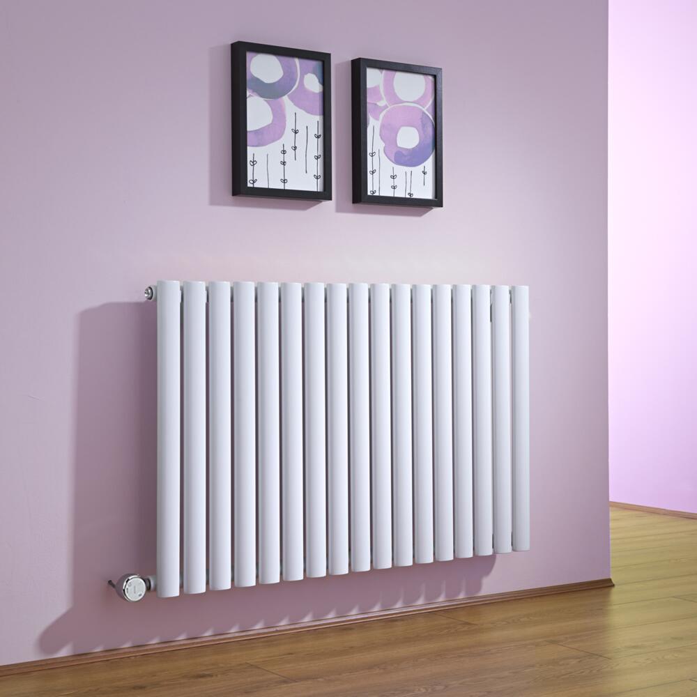 Radiatore di Design Elettrico Orizzontale - Bianco - 635mm x 1000mm x 55mm - Elemento Termostatico 1000W - Revive