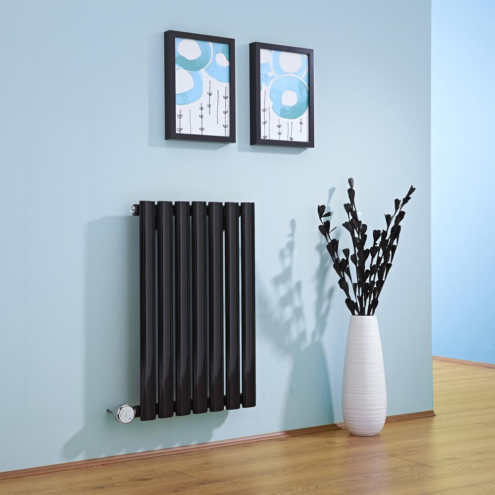 Radiatore di Design Elettrico Orizzontale - Nero - 635mm x 415mm x 55mm - Elemento Termostatico 400W - Revive