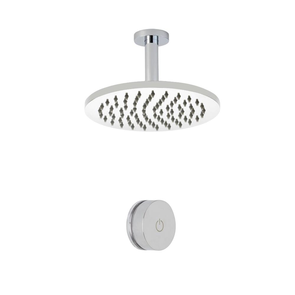 Doccia Digitale con Sistema di Controllo ad 1 Via con Soffione Doccia Circolare 200mm e Braccio a Soffitto