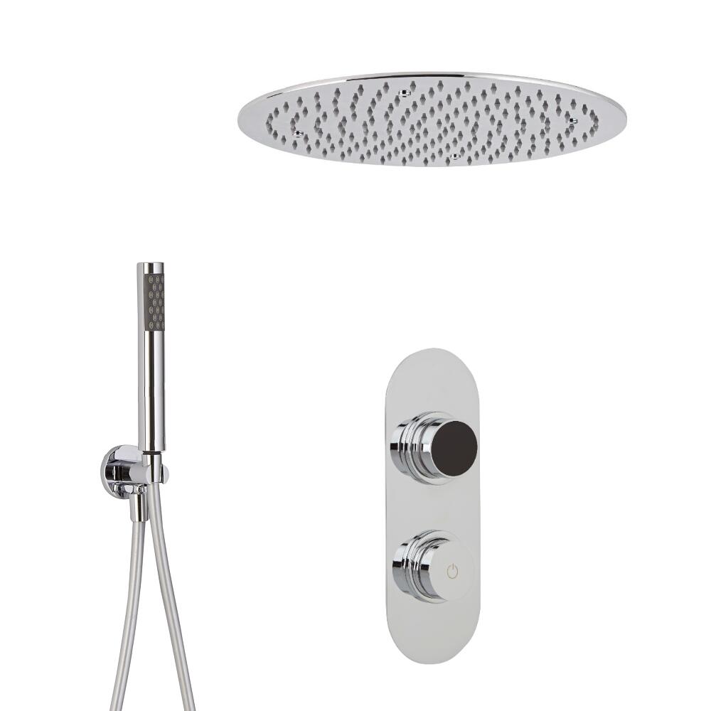 Doccia Digitale con Sistema di Controllo a 2 Vie con Soffione Doccia Circolare Integrato 400mm e Doccetta