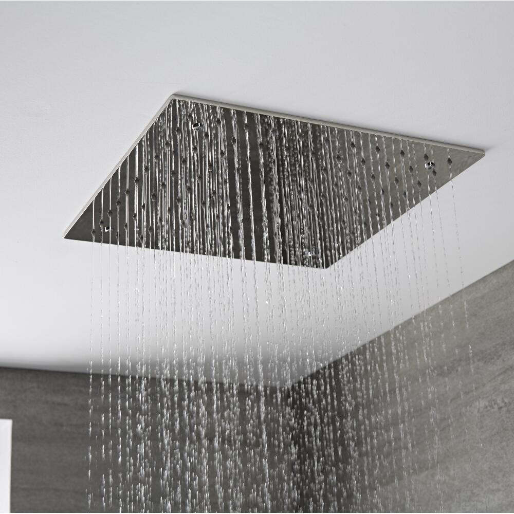 Soffione Doccia da Incasso Quadrato a Soffitto Quadrato 400 x 400mm Acciaio Inox - Trenton