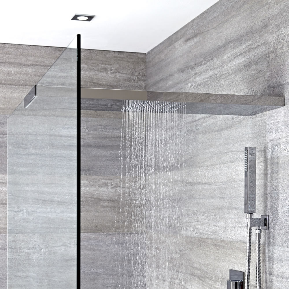 Soffione Doccia con Braccio Doccia Integrato per Parete Box Doccia 250x1000mm- Portland