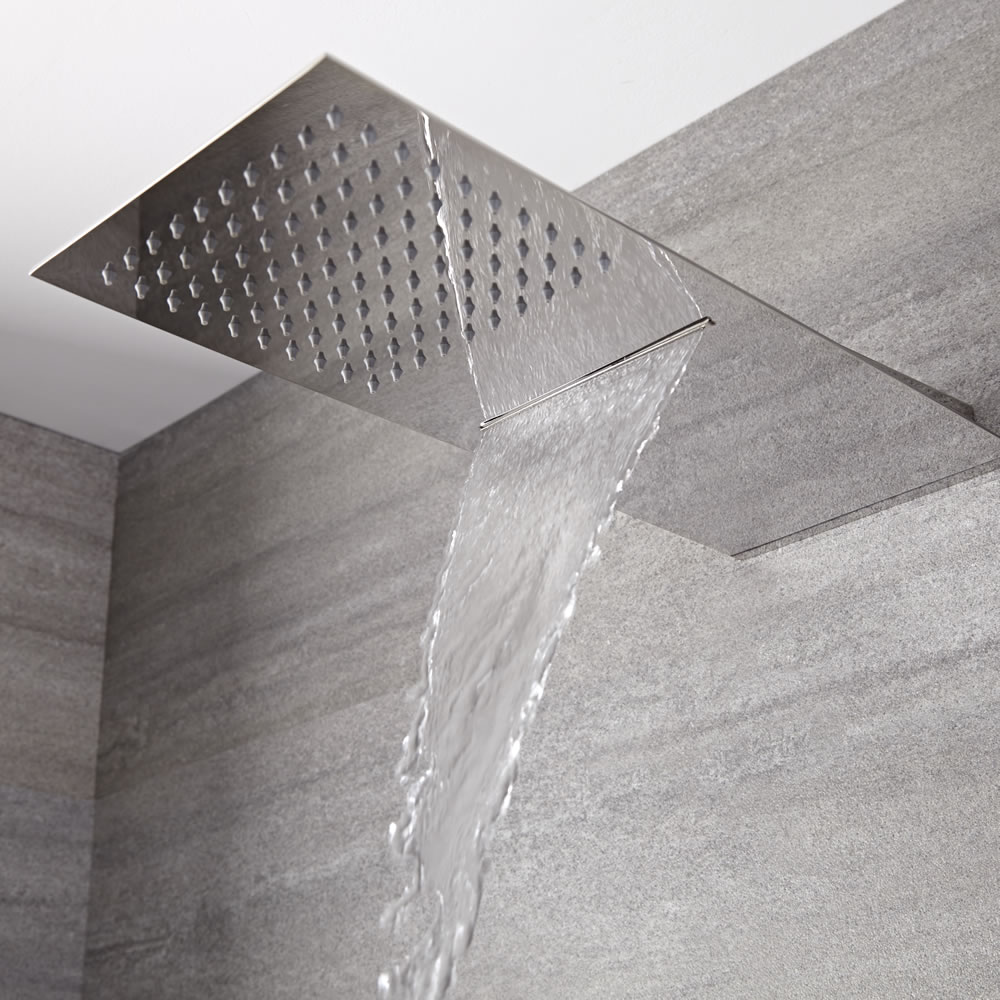 Soffione Rettangolare Ultrasottile Slimline 500mm x 200mm Effetto Pioggia e Cascata