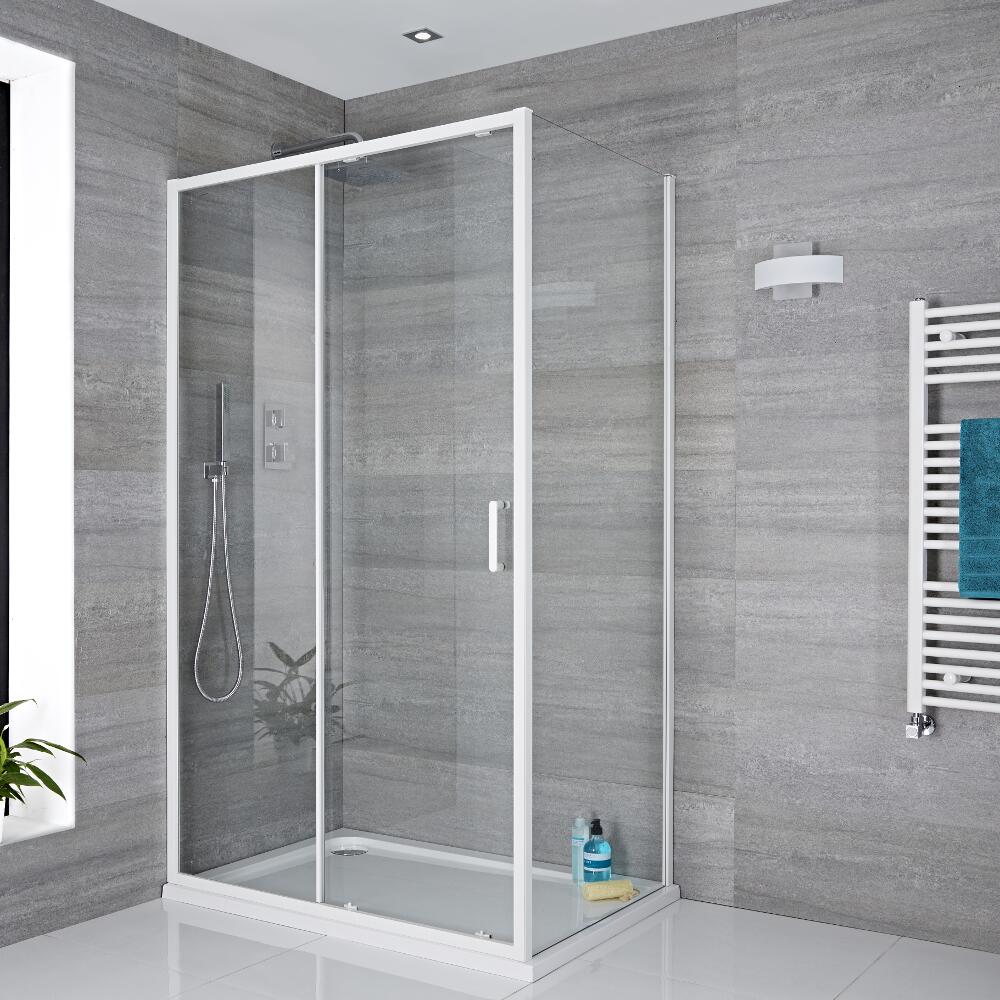 Box Doccia Completo con Porta Doccia Scorrevole 1200x1950mm con Parete Doccia e Piatto Doccia - Lux