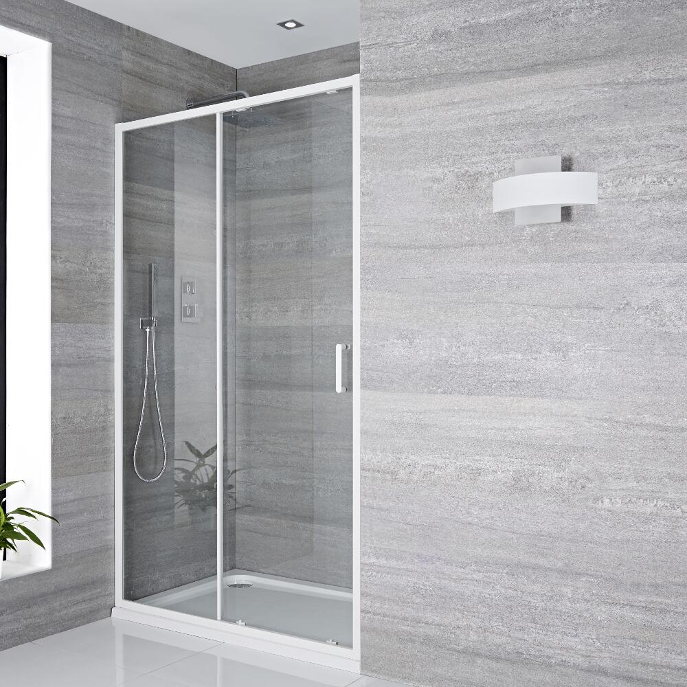 Porta Doccia Scorrevole Bianca 1400x1950mm per Cabina Box Doccia - Lux