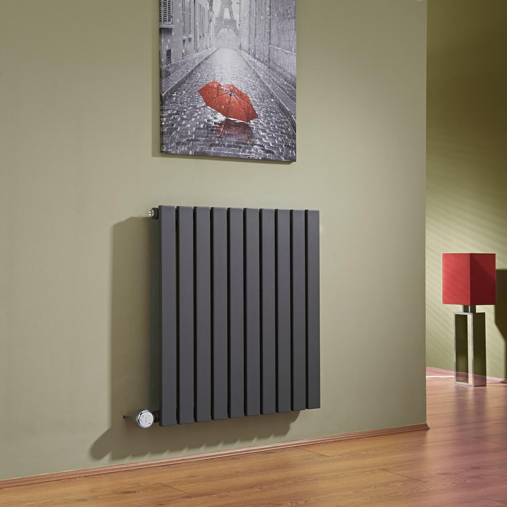 Radiatore di Design Elettrico Orizzontale - Antracite - 635mm x 600mm x 54mm - Elemento Termostatico 800W - Sloane