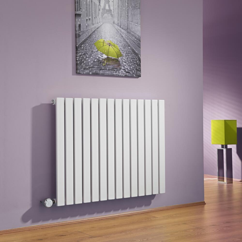 Radiatore di Design Elettrico Orizzontale - Bianco - 635mm x 834mm x 54mm - Elemento Termostatico 1000W - Sloane