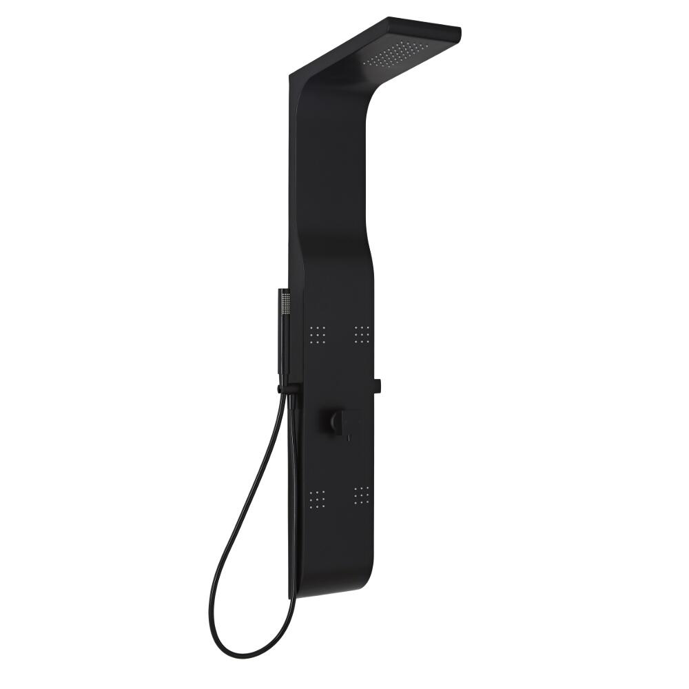 Pannello Doccia Manuale Nero a 3 Vie in Alluminio con Soffione Doccia 4 Idrogetti e Doccetta con Flessibile 1400x207x450mm - Alston