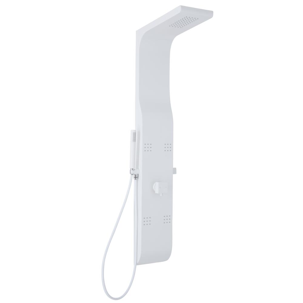 Pannello Doccia Manuale Bianco a 3 Vie in Alluminio con Soffione Doccia 4 Idrogetti e Doccetta con Flessibile 1400x207x450mm - Alston