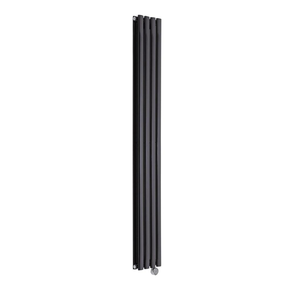 Radiatore di Design Elettrico Verticale Doppio - Nero - 1780mm x 236mm x 78mm - 1 Elemento Termostatico 1200W - Revive