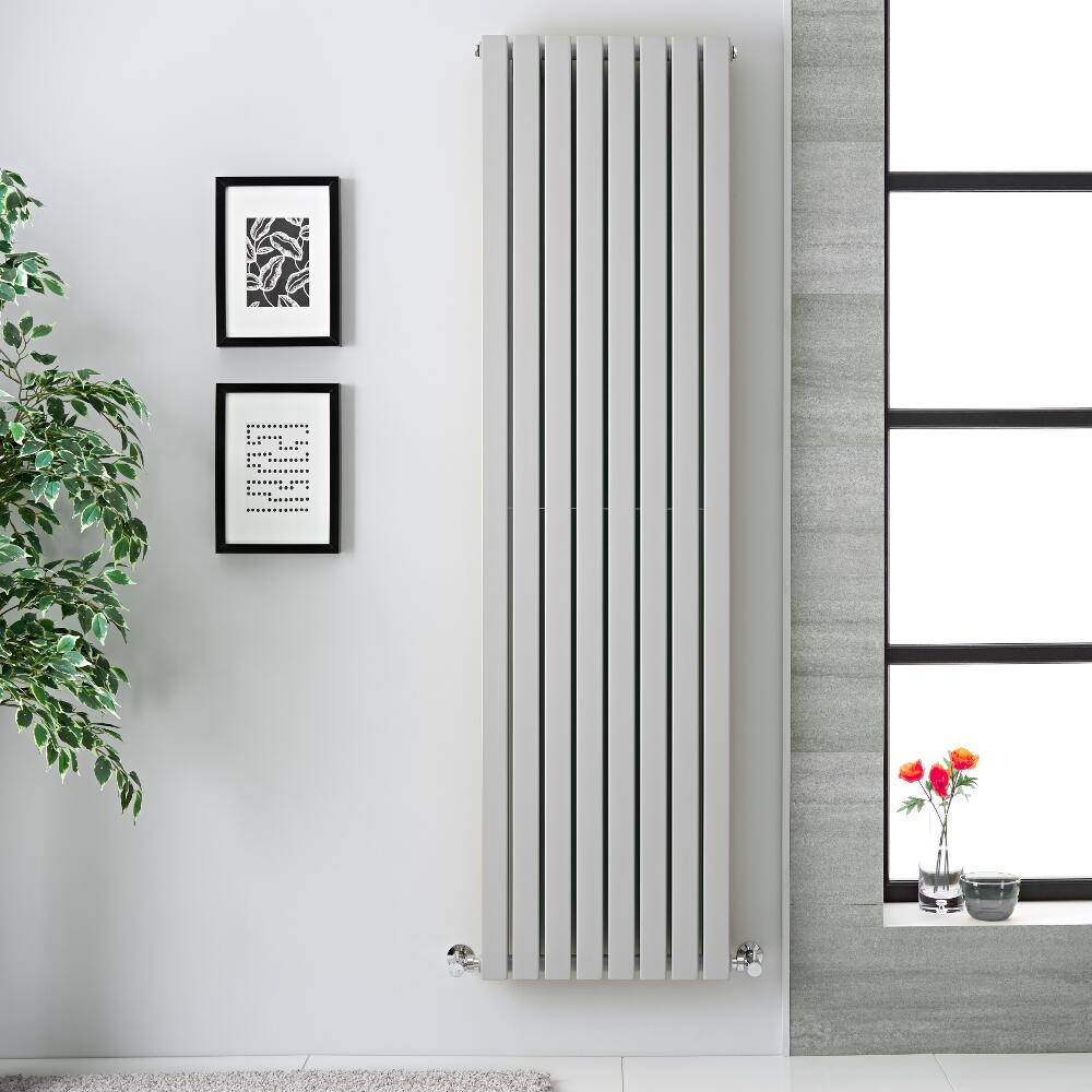 Radiatore di Design Verticale Doppio - Grigio Chiaro - 1780mm x 472mm x 72mm - 1931 Watt - Sloane