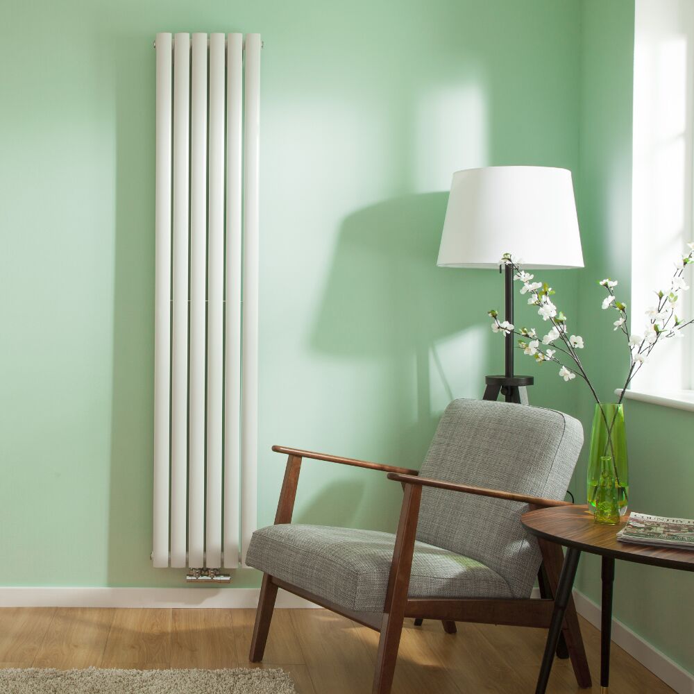 Radiatore di Design Verticale Doppio con Attacco Centrale - Bianco - 1780mm x 354mm x 78mm - 1301 Watt - Revive Caldae