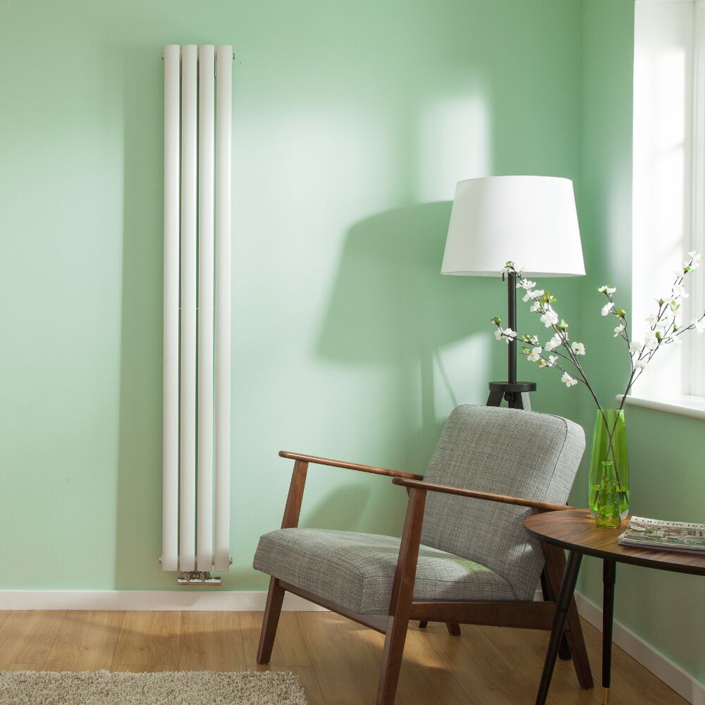 Radiatore di Design Verticale Doppio con Attacco Centrale - Bianco - 1780mm x 236mm x 78mm - 934 Watt - Revive Caldae