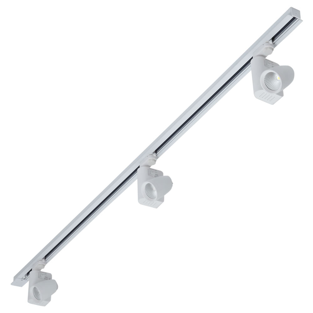 Biard Kit Completo di 3x Faretti LED su 1x Binario da Incasso di 1 m - Bianco