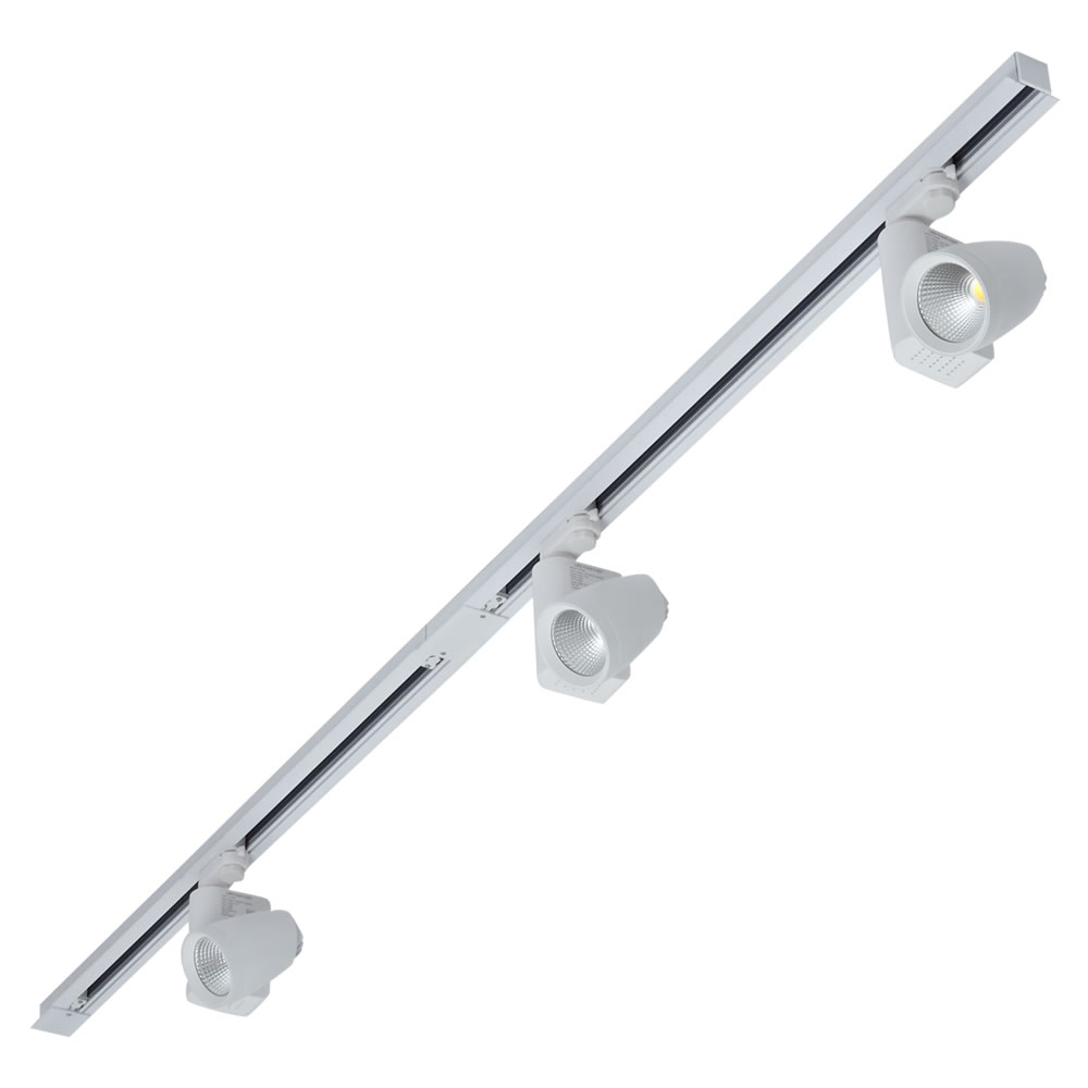 Biard Kit Completo di 4x Faretti LED su 3x Binari da Incasso di 1 m - Bianco