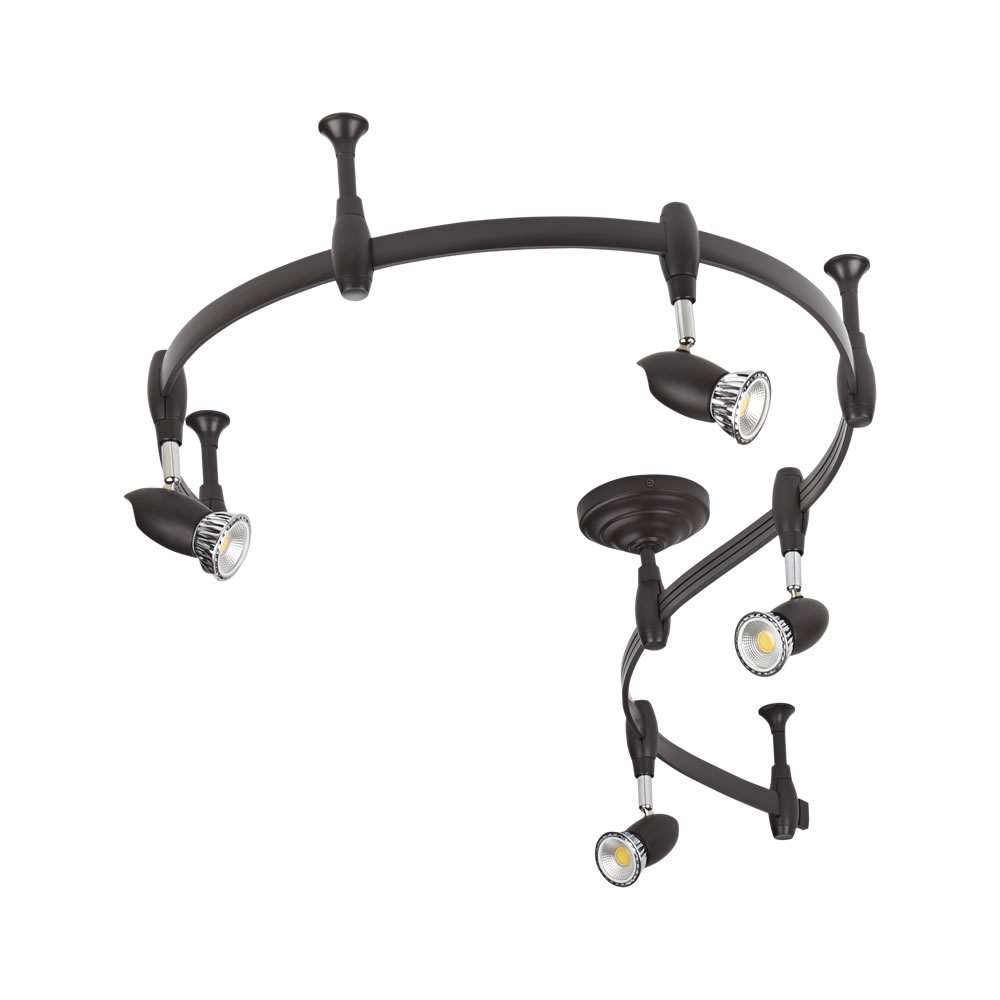 Biard Kit Completo di Binario Flessibile Nero (2m) e 4 Faretti - Forio