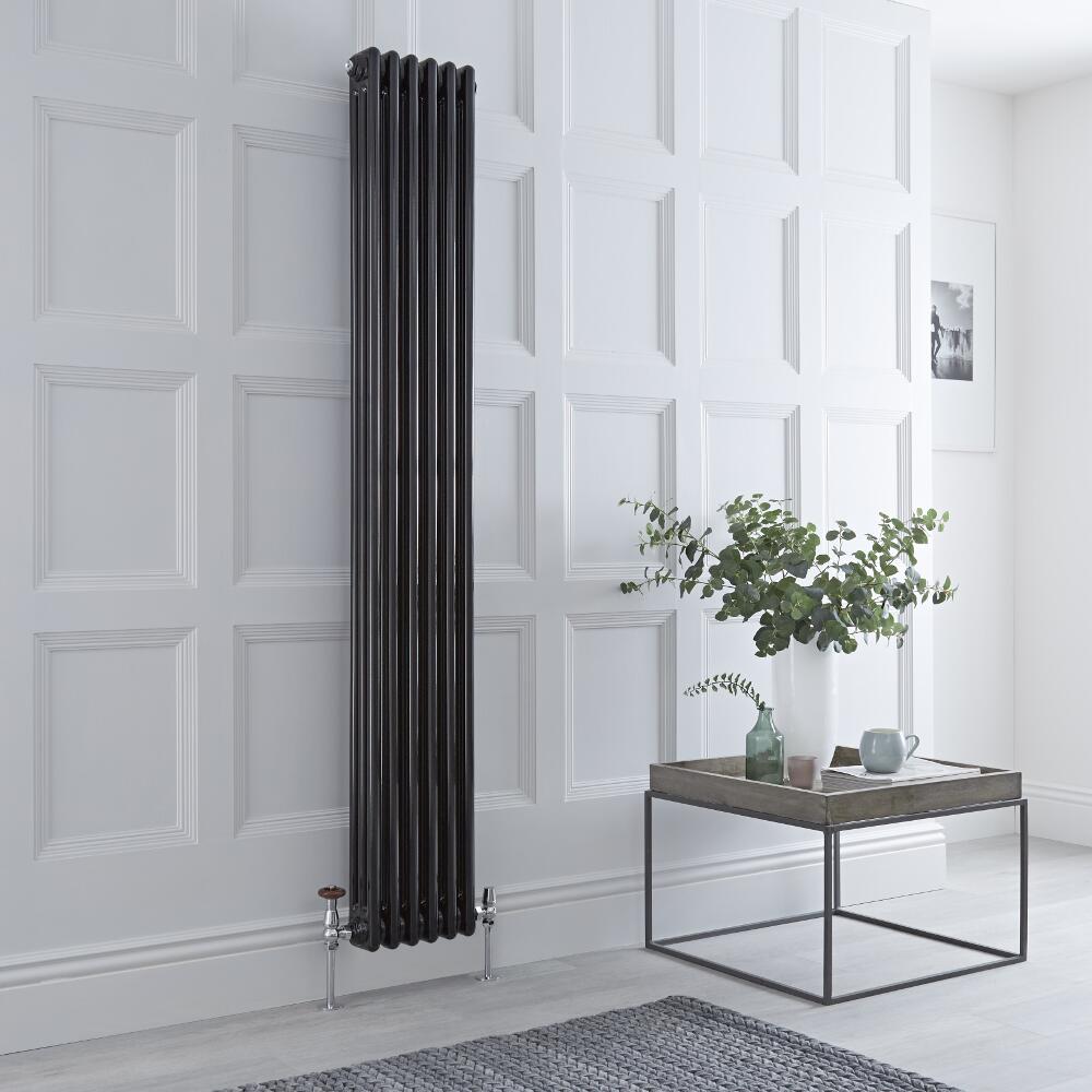 Radiatore di Design Verticale a 3 Colonne Tradizionale - Nero - 1800mm x 293mm x 100mm - 1169 Watt - Regent