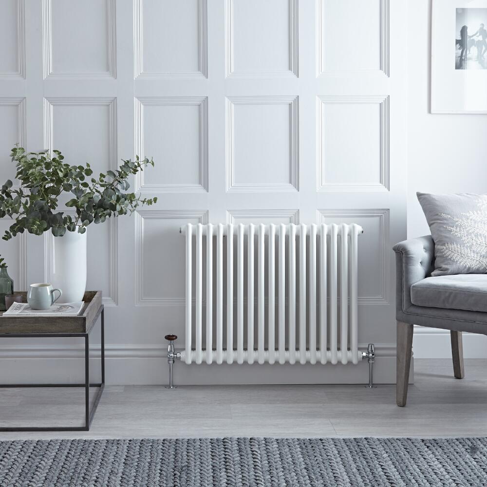 Radiatore di Design Orizzontale Doppio Tradizionale - Bianco - 600mm x 788mm x 68mm - 965 Watt - Regent